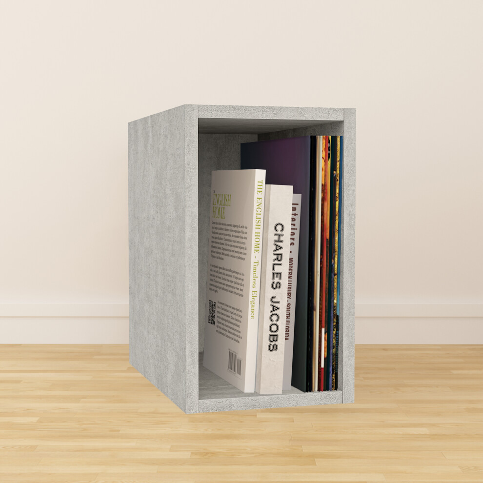 (Small) Charles Jacobs Vinyl 12" LP Record Cube Storage Box Unit Concrete Effect