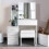 Dressing Table Mirror & Stool Set Vanity Makeup Desk With Drawers + Led Lights 9