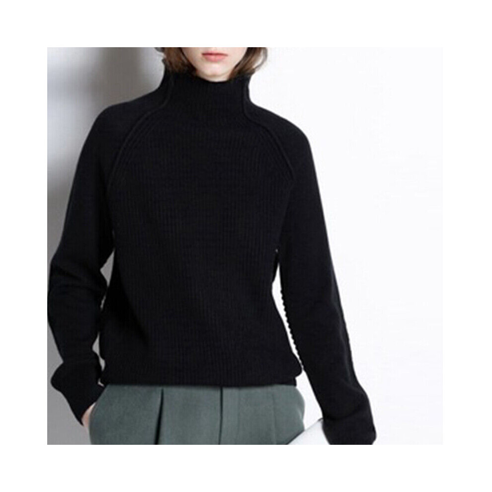 Pull Tricoté À Col Roulé Pour Femme Pull Ample En Cachemire Confortable Et R-Noir-XL