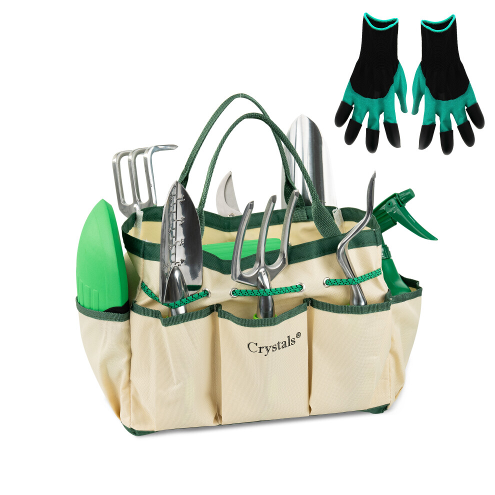 11pc Stainless Steel Heavy Duty Garden Tool Set with Tote Bag - Hand Tool Set