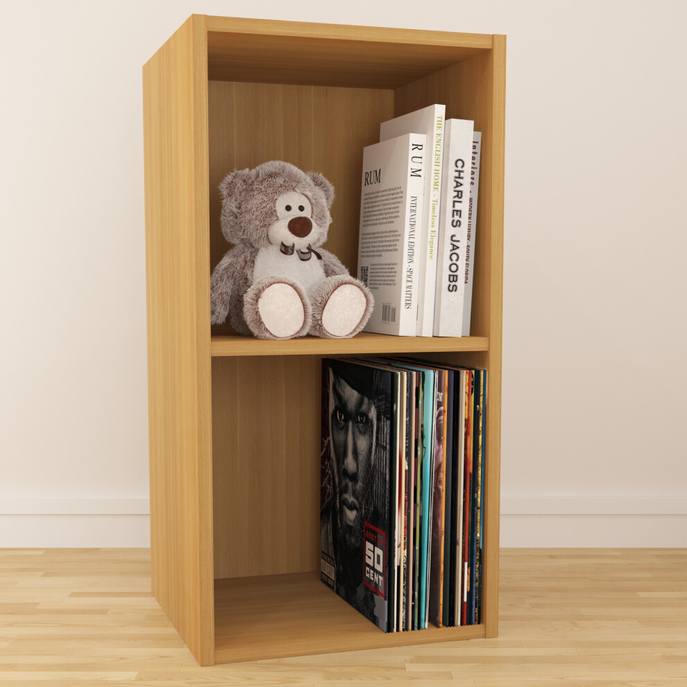 (Large) Charles Jacobs Vinyl 12" LP Record Cube Storage Box Unit Oak
