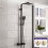 NES Home Modern Square Matte Black Exposed Thermostatic Mixer Shower Set With Easy Fittings 1