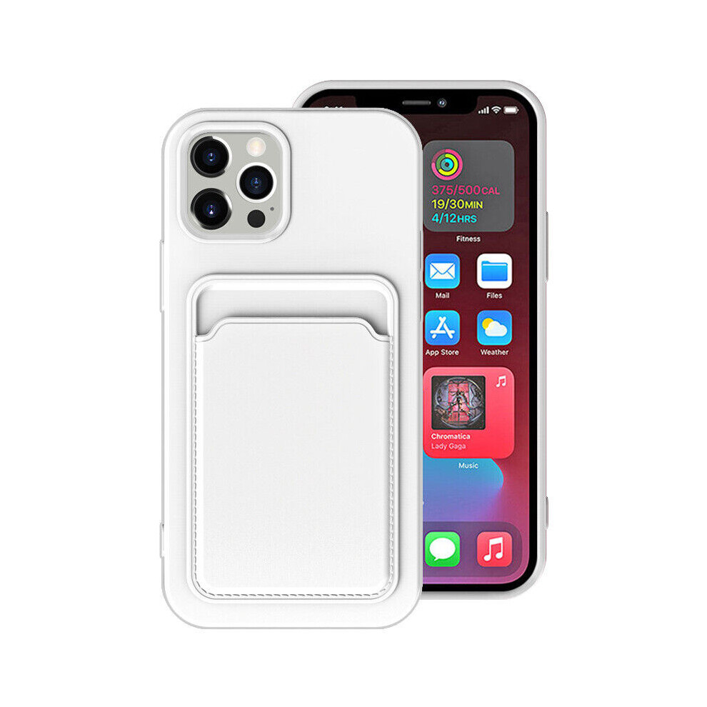 (White, iPhone 15 Pro) Case For Apple iPhone 16 15 14 13 12 Pro Max Plus Card Holder Slot Phone Cover