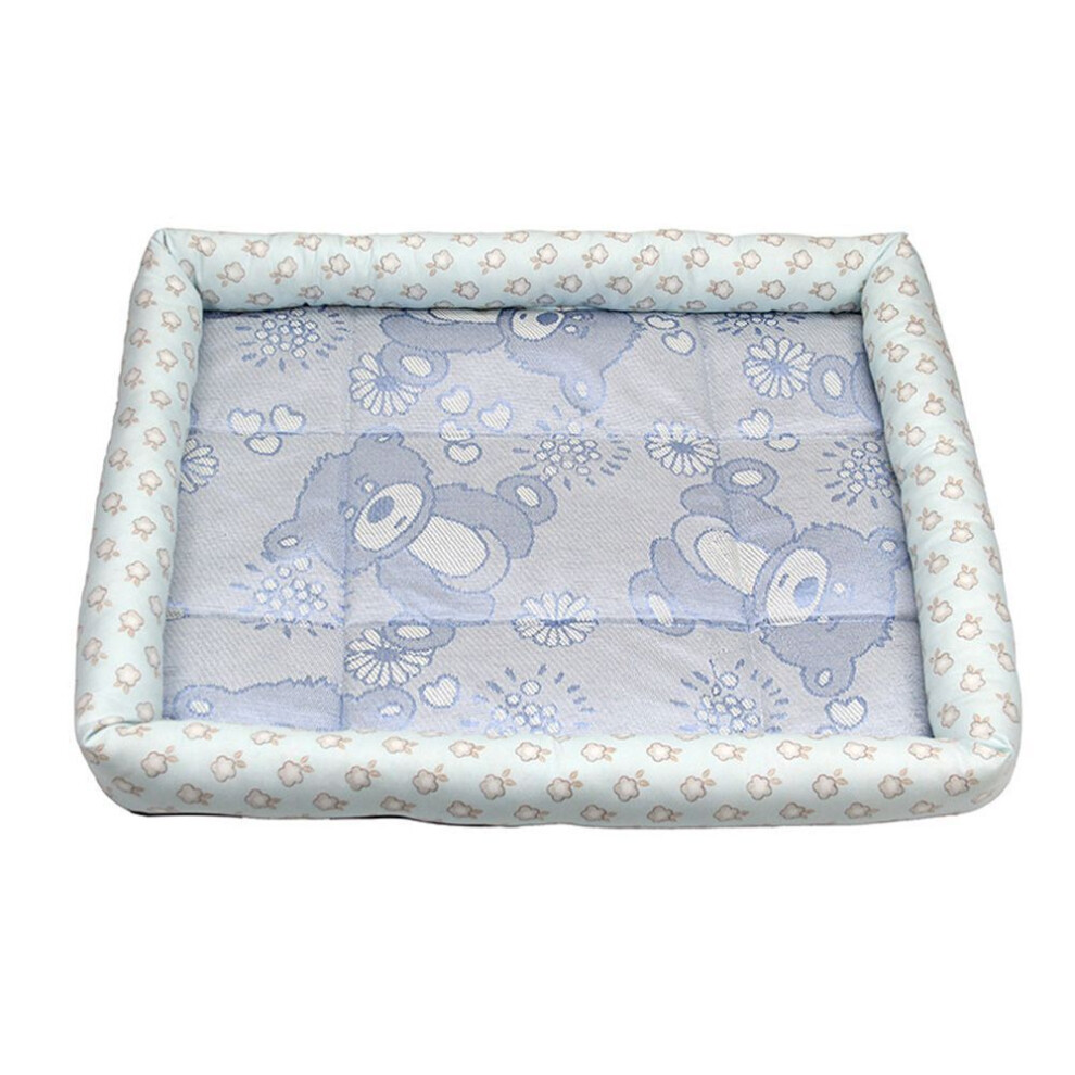 (Light blue, L) Silk Puppy Sleep Nest Kennel Cat Cushion Pet Supplies Pet Bed Dog Cooling Mat-image-OPC-PFXJKY6-NEW