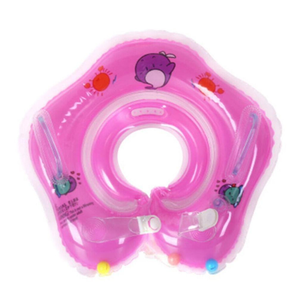 (Rose ) 0-18 Months Baby Swim Collar Ring Swimming Safety Aid Pool Toys Red
