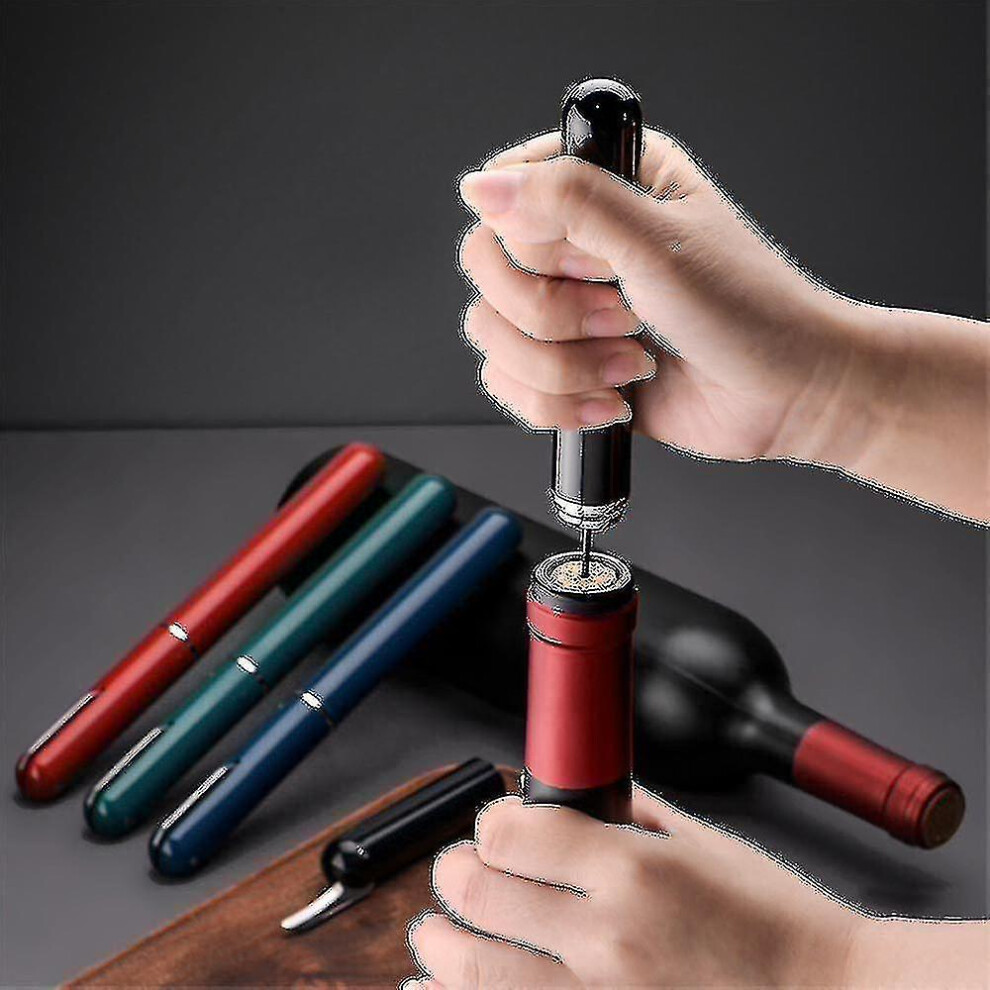 (Red) Wine Bottle Opener Air Pump Pin Cork Remover Pneumatic Corkscrew Gadget