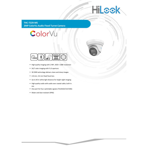 (2TB)X4 HIKVISION HILOOK 5MP 4CH DVR 2MP ANALOG CCTV CAMERA AUDIO KIT 1