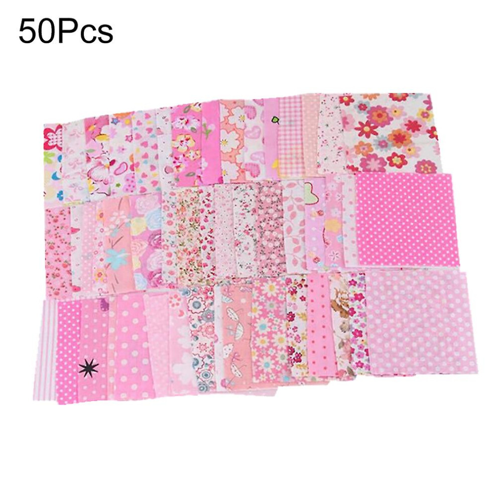 (Pink) Sinknap 50Pcs Cotton Fabric Diy Handmade Patchwork Quilting Sewing Craft Scrapbook Cloth Pink