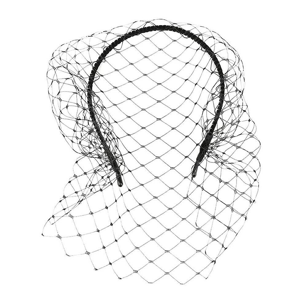 Headband With Veil Hair Hoop Headband Simple Elegant Mesh Headdress (Black) Black