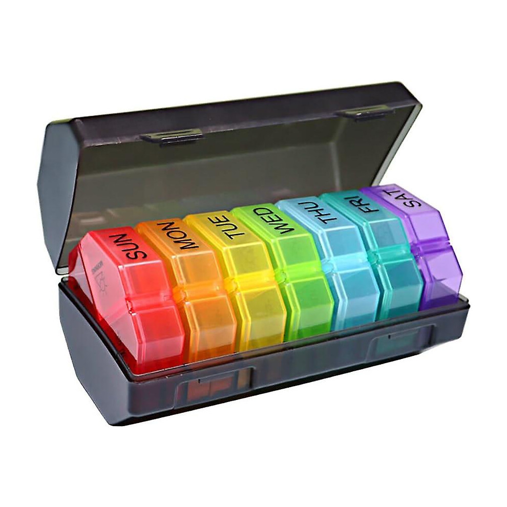 Black (Black) Pill Box 7 Days Morning Noon Evening Night, Pill Box Medication Box 7 Days 4 Compartments Bpa-Free, Small Weekly Box Pill Box Pill Box For Med