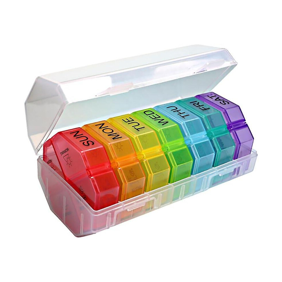 (Transparent) Pill Box 7 Days Morning Noon Evening Night, Pill Box Medication Box 7 Days 4 Compartments Bpa-free, Small Weekly Box Pill Box Pill Box F