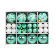 (Green) ZHOUBA 40Pcs Christmas Ball Color Painted Round Shape Vibrant Decorative PS Xmas Theme Balls Pendant