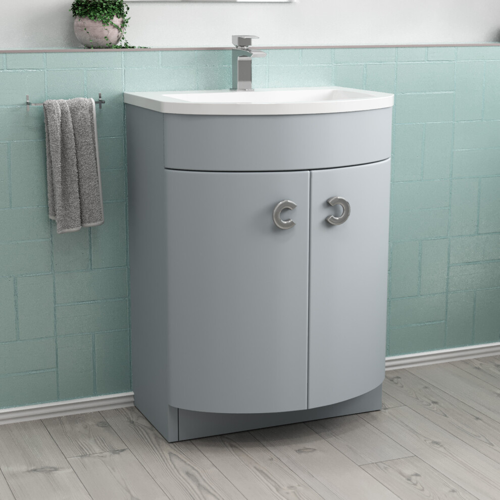 Nes Home Freestanding Modern 600Mm Matte Basin Vanity Unit Grey