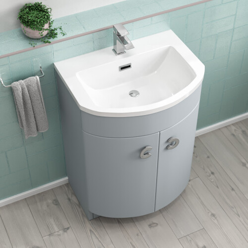 NES Home Nes Home Freestanding Modern 600mm Matte Grey Basin Vanity Unit 1