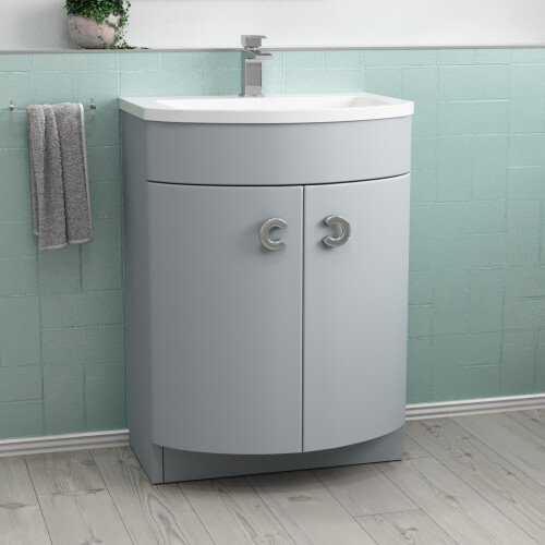 NES Home Nes Home Freestanding Modern 600mm Matte Grey Basin Vanity Unit 2