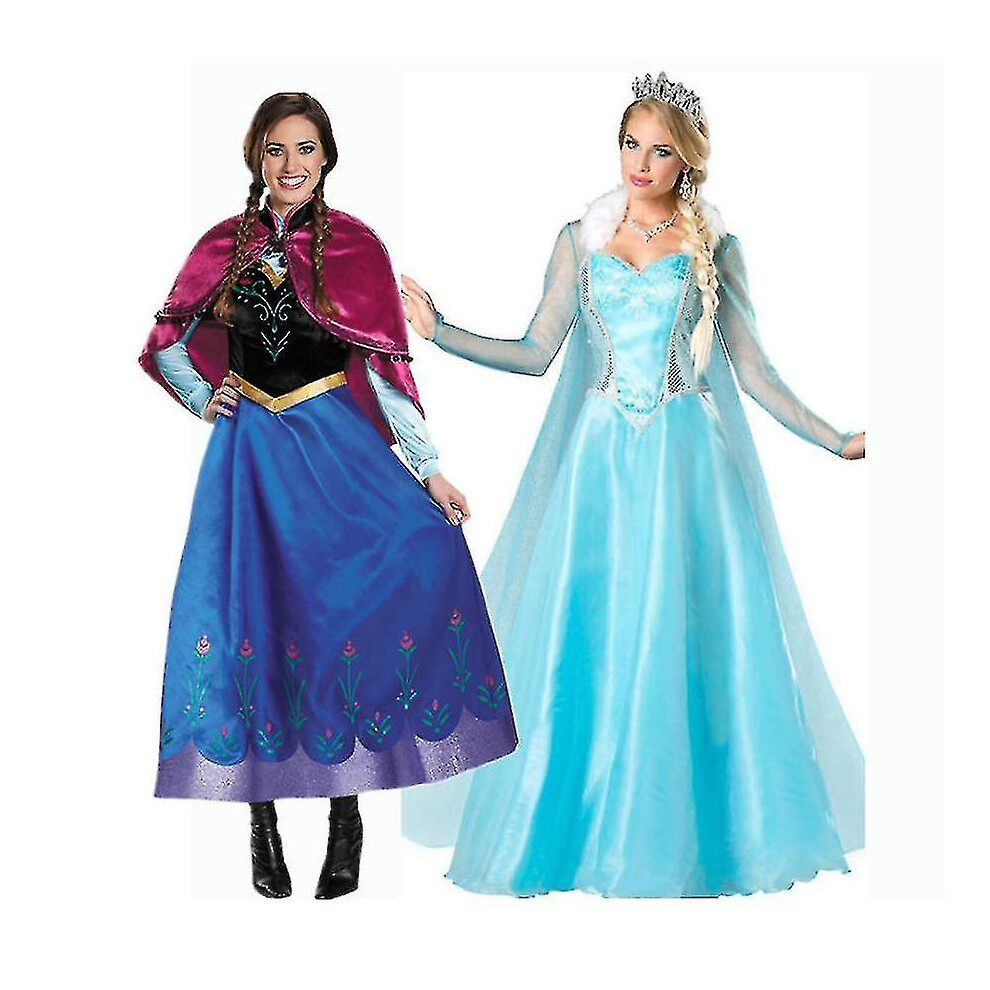 (Elsa, M) Brand New Adult Princess Anna Elsa Costume Christmas Cos Fancy Dress Outfit