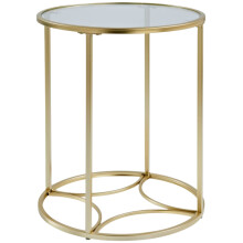 Gold Tempered Glass Side Table, Metal Frame Round End Table Nightstand