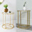 Gold Tempered Glass Side Table, Metal Frame Round End Table Nightstand 3