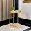 Gold Tempered Glass Side Table, Metal Frame Round End Table Nightstand 8