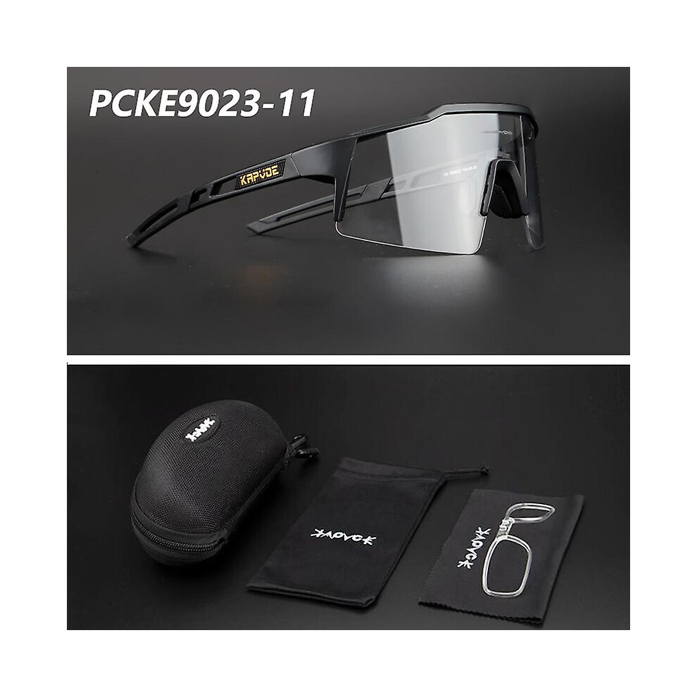 (PCKE9023-11) Kapvoe Photochromic Sports Cycling Glasses Cycling Goggles Men Women Bike Glasses UV400 Cycling Sunglasses