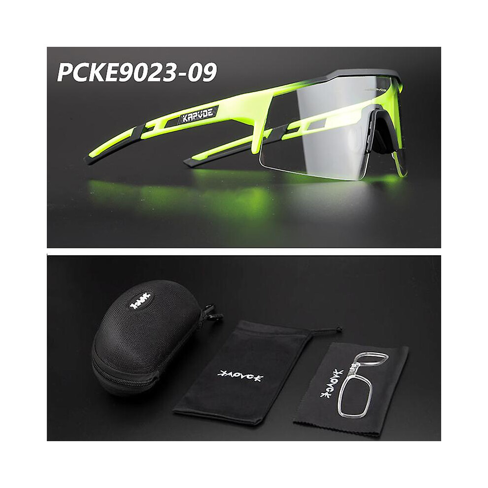 (PCKE9023-09) Kapvoe Photochromic Sports Cycling Glasses Cycling Goggles Men Women Bike Glasses UV400 Cycling Sunglasses