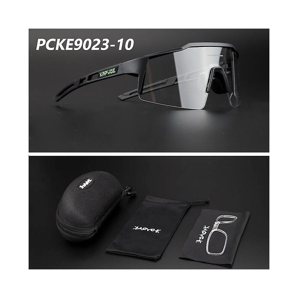 (PCKE9023-10) Kapvoe Photochromic Sports Cycling Glasses Cycling Goggles Men Women Bike Glasses UV400 Cycling Sunglasses