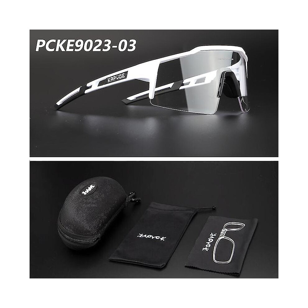 (PCKE9023-03) Kapvoe Photochromic Sports Cycling Glasses Cycling Goggles Men Women Bike Glasses UV400 Cycling Sunglasses