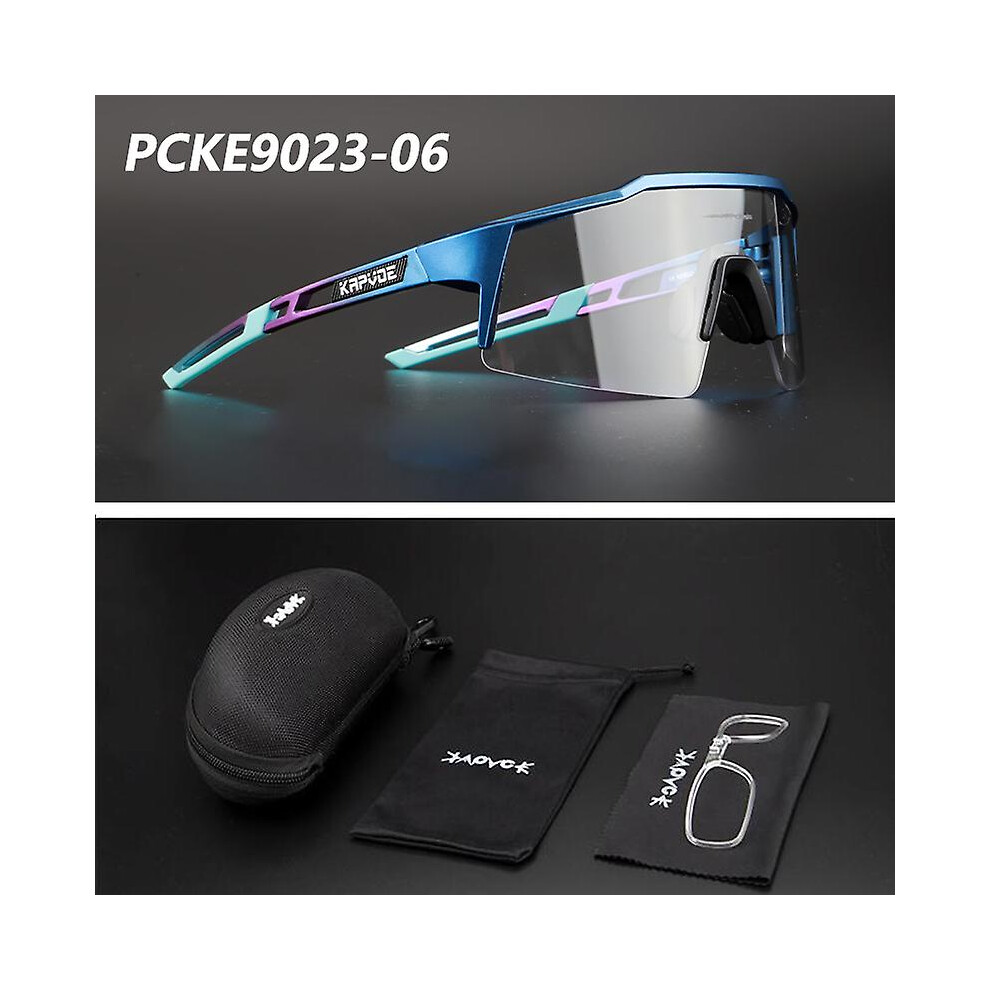 (PCKE9023-06) Kapvoe Photochromic Sports Cycling Glasses Cycling Goggles Men Women Bike Glasses UV400 Cycling Sunglasses