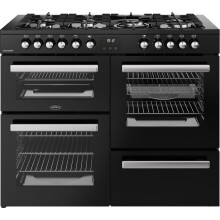 Belling Cookcentre 110DF 110cm Dual Fuel Range Cooker Black, A/A Rated with Maxi-Grill and PowerWok