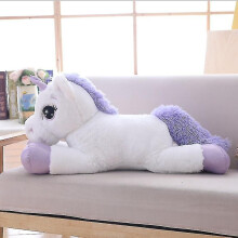 (white purple, 110cm) 80cm/100cm White Unicorn Plush Toys Giant Unicorn Stuffed Animal Horse Toy Soft Unicornio Peluche Doll Gift Children Photo Props