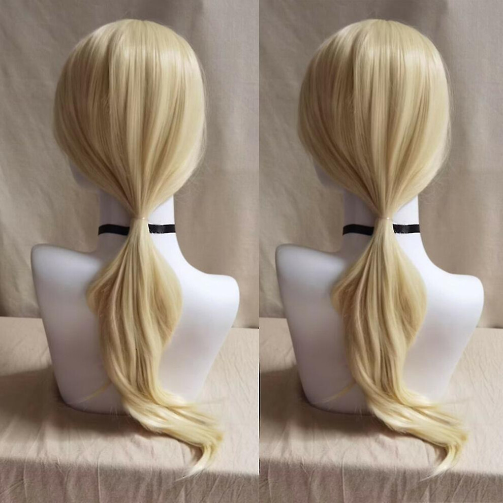 (B) Blonde Barbie Movie Cosplay Wig Long Wavy/Straight Platinum Blonde Hair Party Props Wigs Silver