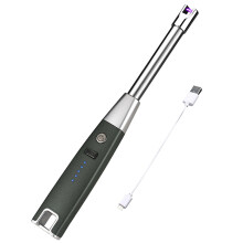 (Grey) 1 Set Electronic Igniter Multi-purpose Windproof Usb Rechargeable Power Display Safety Protection Igniting Long Kitchen Gas Stove Arc Pulse Igniter Ou