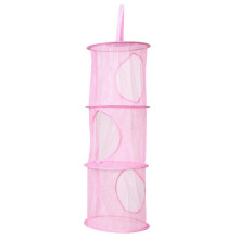 (Pink) Hanging 3 Tier Storage Basket Mesh Net Bathroom Home Tidy Organizer
