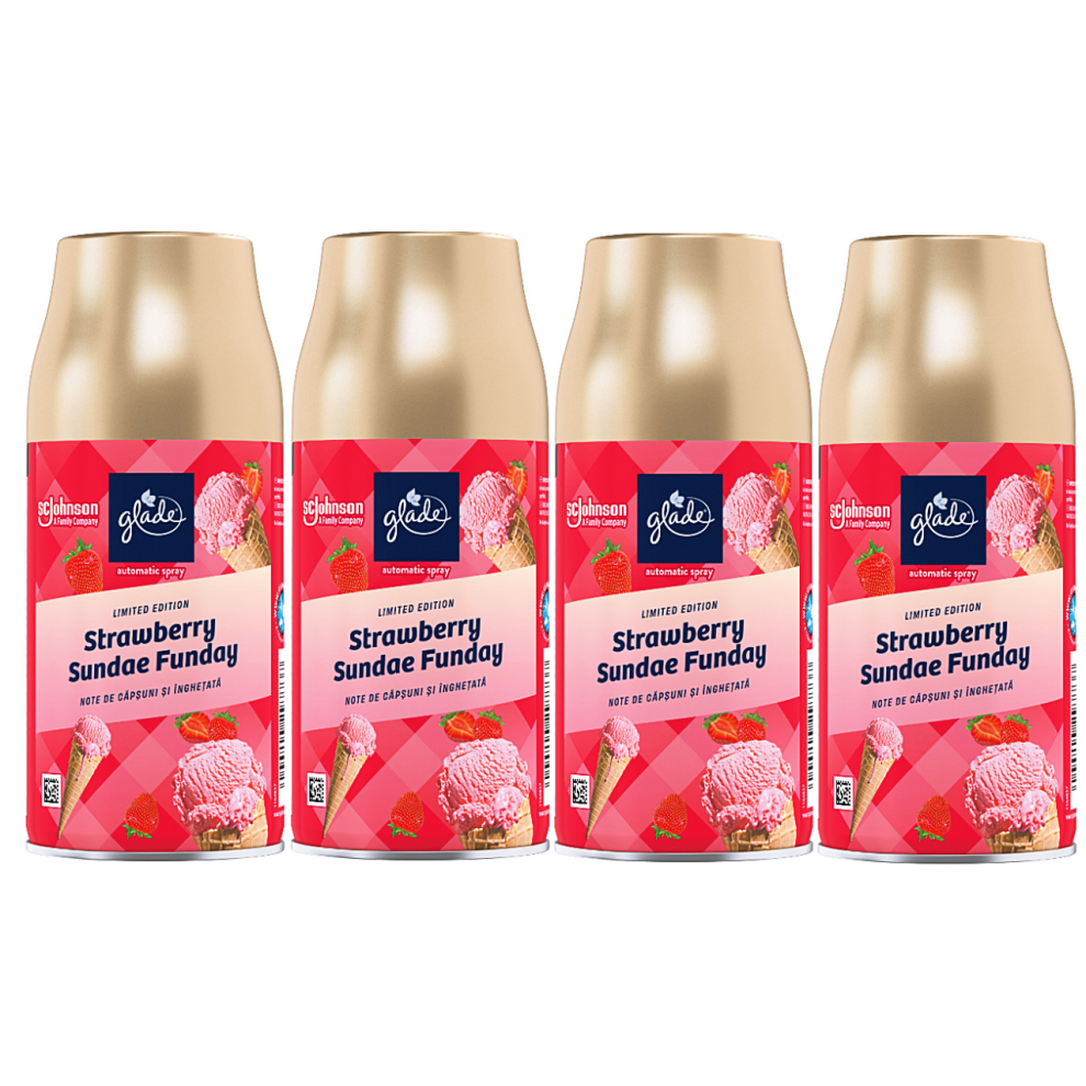 Glade Automatic Spray Refill 269ml (4-Pack) â Strawberry Sundae Funday, Warm Strawberry, Cream & Waffle Cone Scent-image-OPC-PFXJXCP-NEW