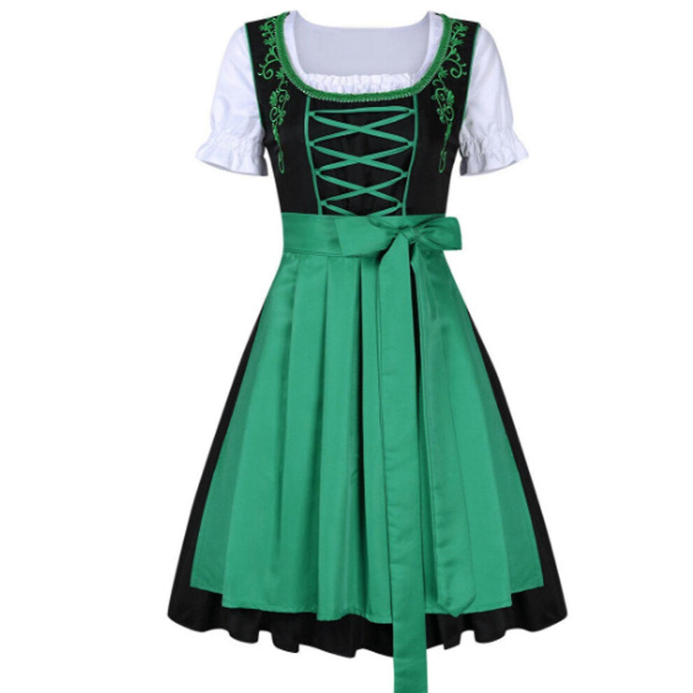 (Green, S) Oktoberfest Beer Girl Costumes - German Bavarian Traditional Womens Oktober Fest Dirndl Dress