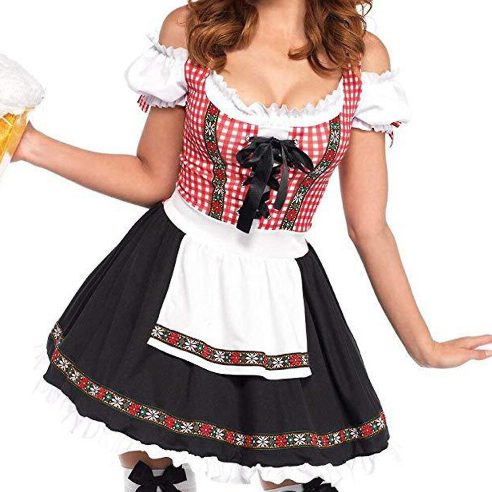 (Red, XL) Oktoberfest Beer Girl Costumes - German Bavarian Traditional Womens Oktober Fest Dirndl Dress