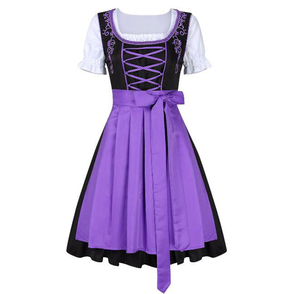 (Purple, M) Oktoberfest Beer Girl Costumes - German Bavarian Traditional Womens Oktober Fest Dirndl Dress