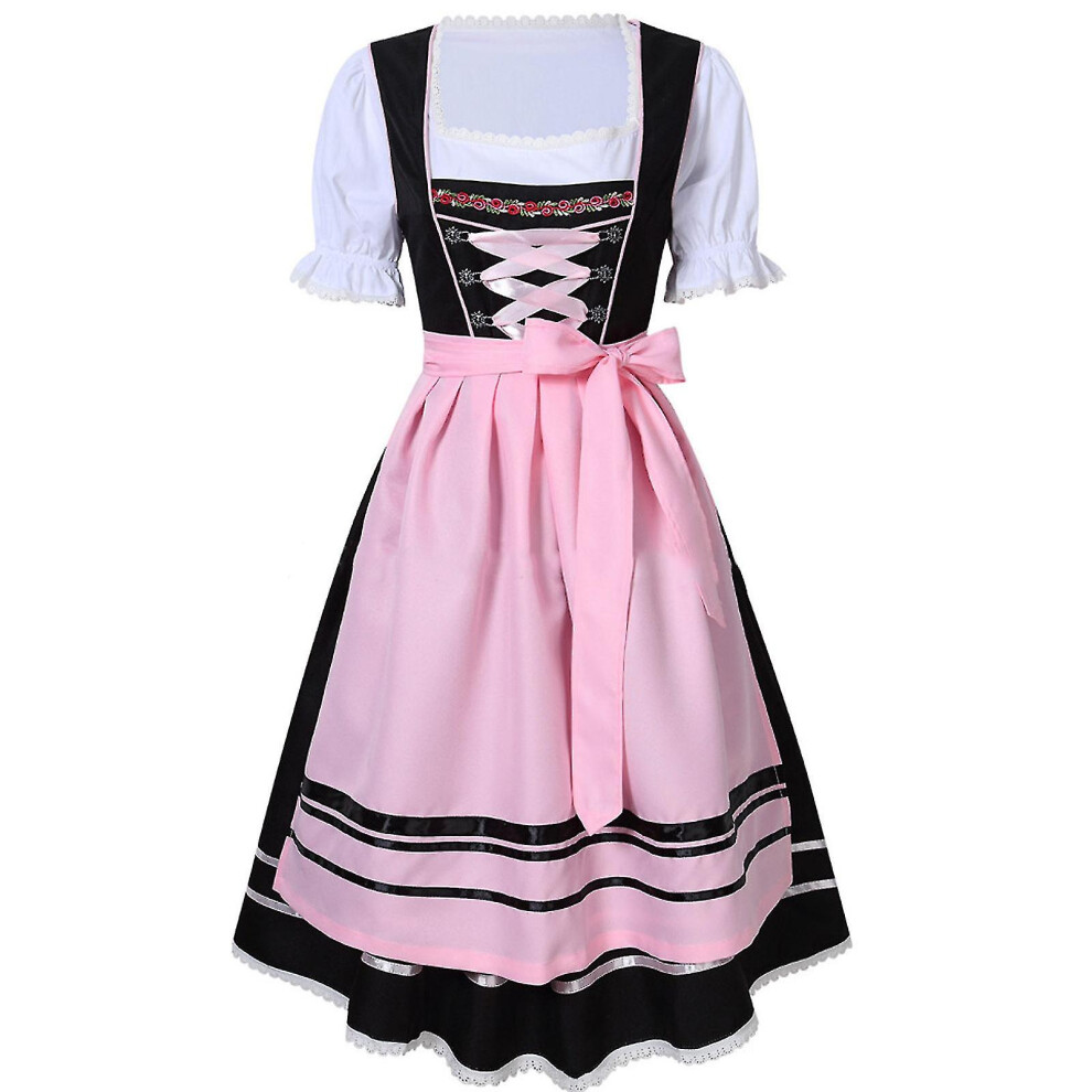 (Black, L) Oktoberfest Beer Girl Costumes - German Bavarian Traditional Womens Oktober Fest Dirndl Dress
