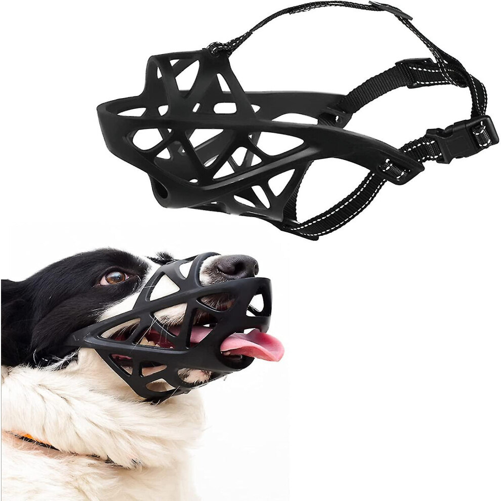 (XL) Dog Muzzle Soft Rubber Basket Breathable Muzzles Adjustable Straps For Small Medium Large Dogs Allows Drink Water And Panting Anti-biting Prevent