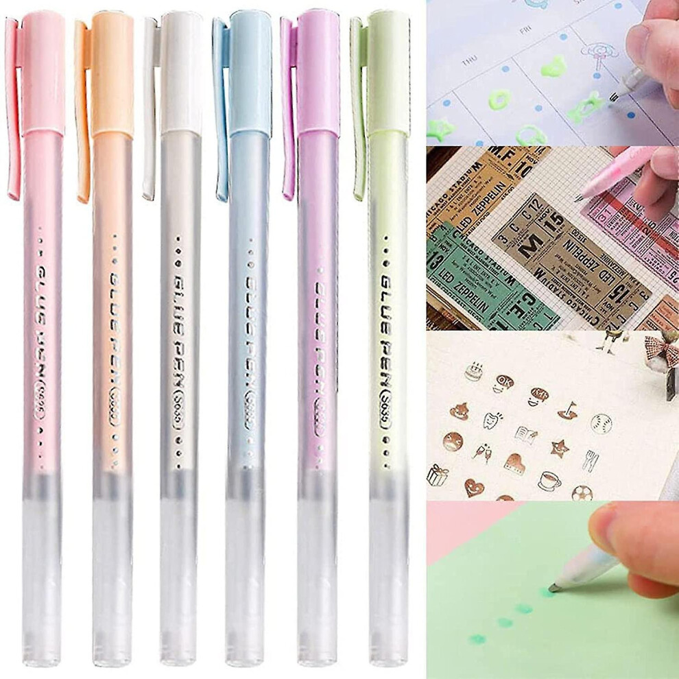 6 Pcs Adhesive Glue Pens,scrapbook Quick Dry Glue Pen, Crafting Fabric Pen Liquid Glue Pen,colorful Quick Dry Glue Pen Set For Scrapbooking,papercraft
