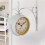(WHITE) Double Sided Wall Clock, Station Clock Garden Clock Vintage Decoration 6