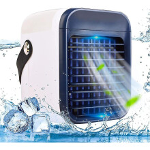 (blue) Qinux Airgo Mini Air Cooler Portable Air Cooler Conditioning Fan Unit Chiller Purifier Desk Bedroom Study