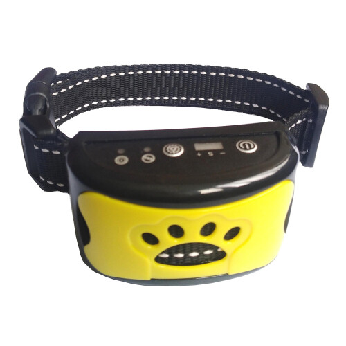 (Yellow) Anti Bark Dog Collar Excessive Barking Device Safe Harmless