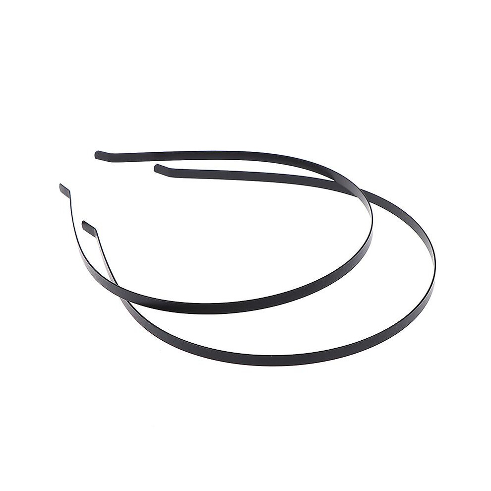 (Black) 2pcs 5mm Headband Diy Metal Blank Hairband Hair Hoops Crafts Girls Headwear