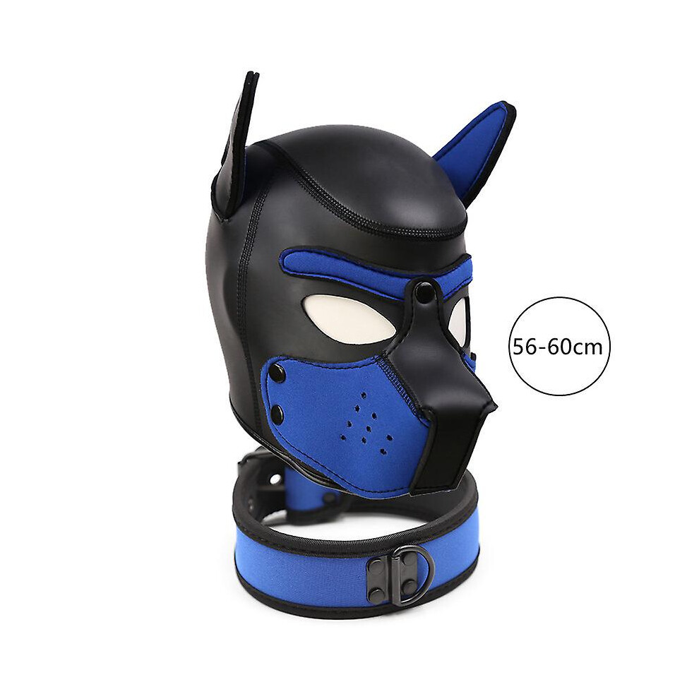 (Blue) Hot Fashion Dog Mask Puppy Cosplay Full Head For Padded Latex Rubber Role Play With Ears 10 Color Ahq Blue