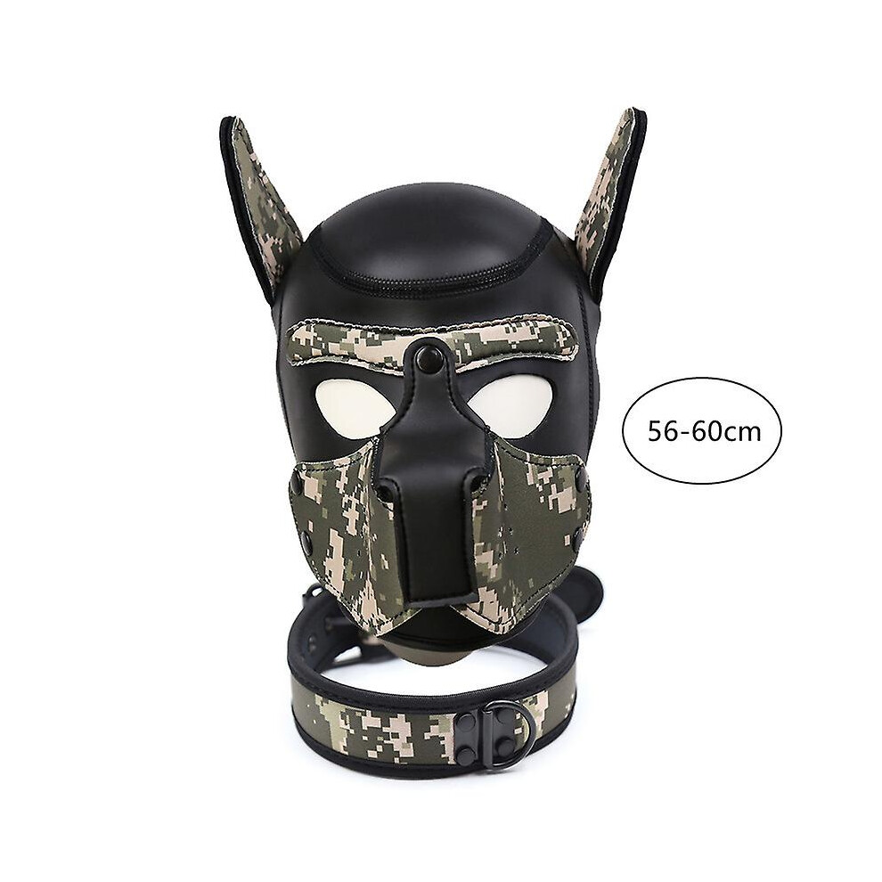 (Camouflage) Hot Fashion Dog Mask Puppy Cosplay Full Head For Padded Latex Rubber Role Play With Ears 10 Color Ahq Not,Specified