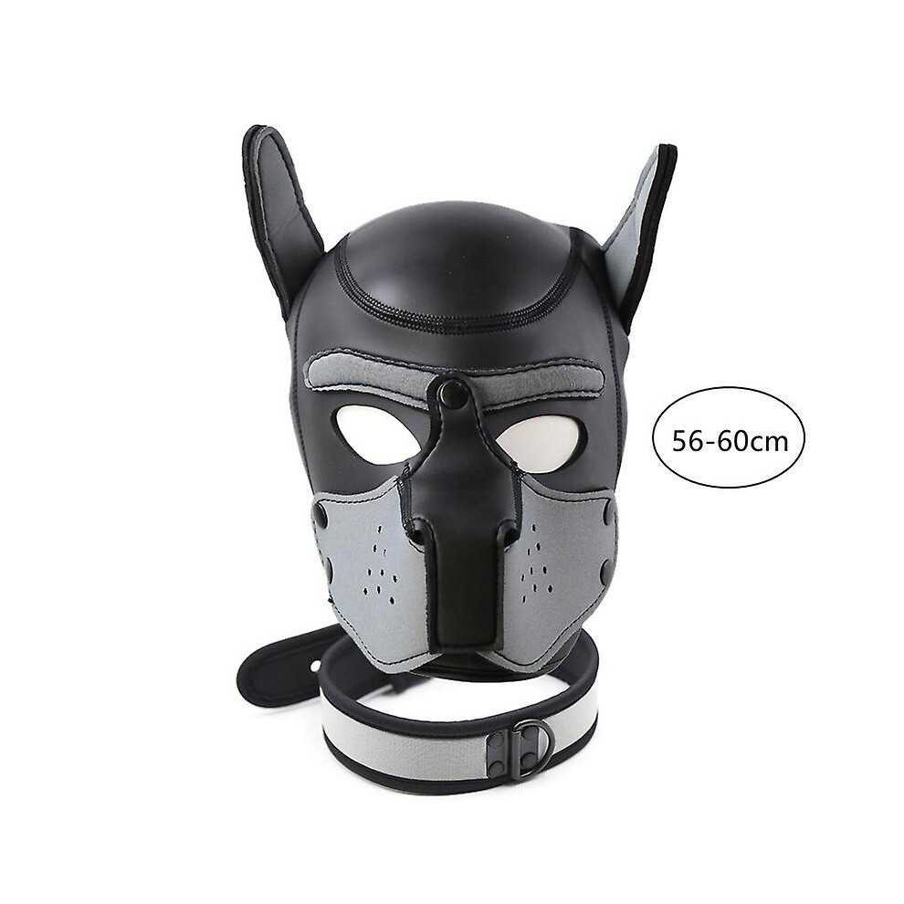 (Gray) Hot Fashion Dog Mask Puppy Cosplay Full Head For Padded Latex Rubber Role Play With Ears 10 Color Ahq Gray