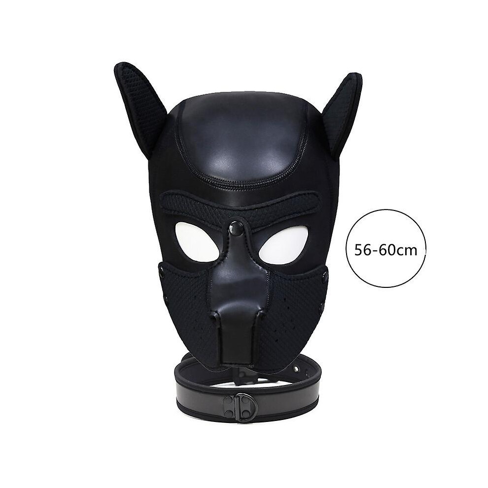 (Black) Hot Fashion Dog Mask Puppy Cosplay Full Head For Padded Latex Rubber Role Play With Ears 10 Color Ahq Black