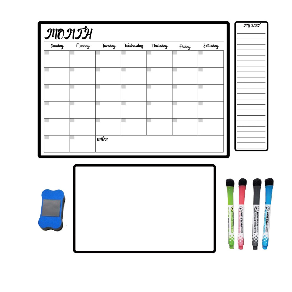 Magnetic Whiteboard Planner Set Multifunction For Fridge Student Study Dry Erase