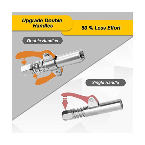 2pcs Double Handle Grease Nipple Coupler Double Handle Quick Lock Release Grease Ends Couplers Comp 2